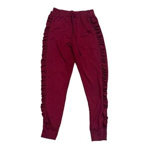 Touch Me Burgundy Ruffle Sides Joggers M